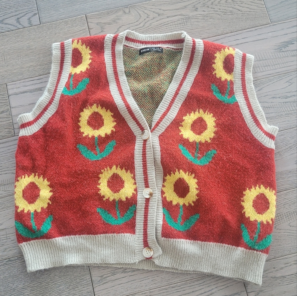 Milan Kiss Red Sunflower Knit Vest